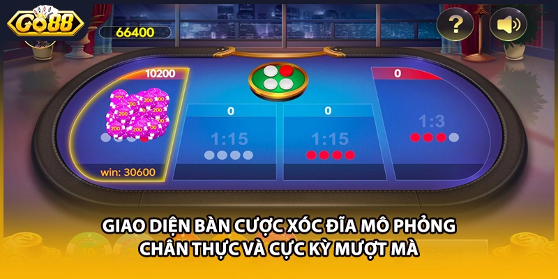 Giao diện bàn cược xóc đĩa mô phỏng chân thực và cực kỳ mượt mà