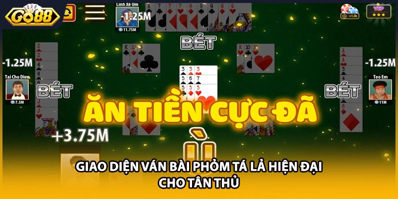 Giao diện ván bài Phỏm Tá Lả hiện đại cho tân thủ